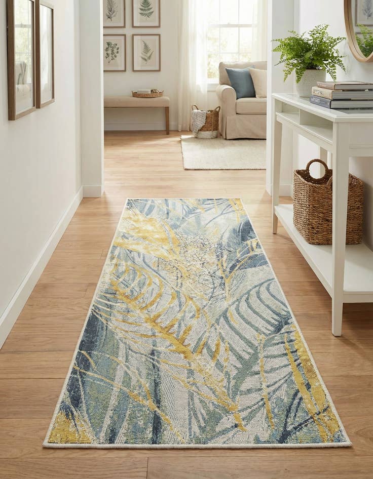 Detail image of 2' x 5'  Washable Botanical Indoor / Outdoor Runner Rug