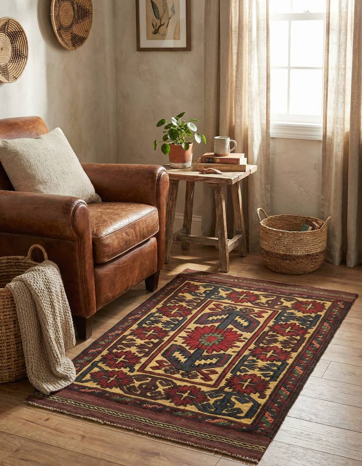 Detail image of  2' 8 x 4' 6  Hand Knotted Sumak Wool Rug