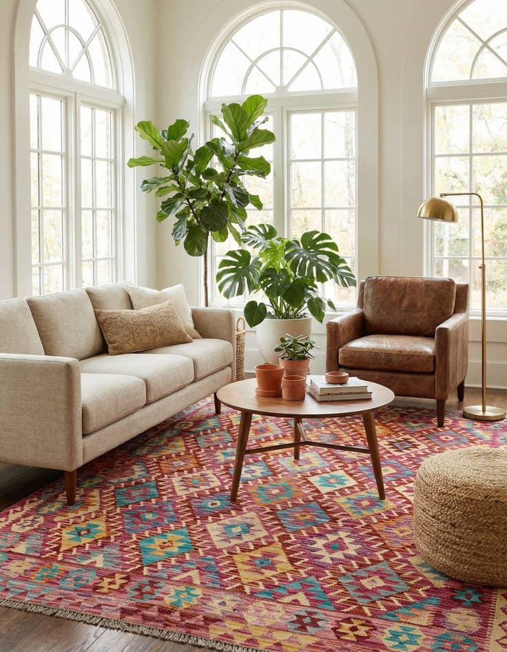 Detail image of 4' 11 x 6' 5  Hand Knotted Marok Kilim Rug