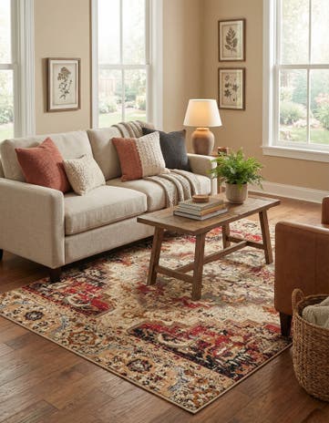 Burgundy Beige Saturn Rug