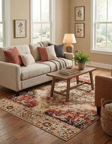 Burgundy Beige Saturn Rug