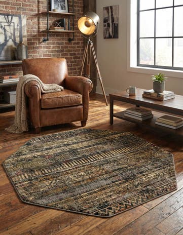Blue Saturn Octagon Rug