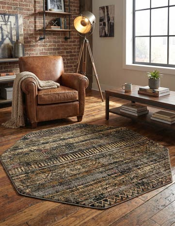 Blue Saturn Octagon Rug