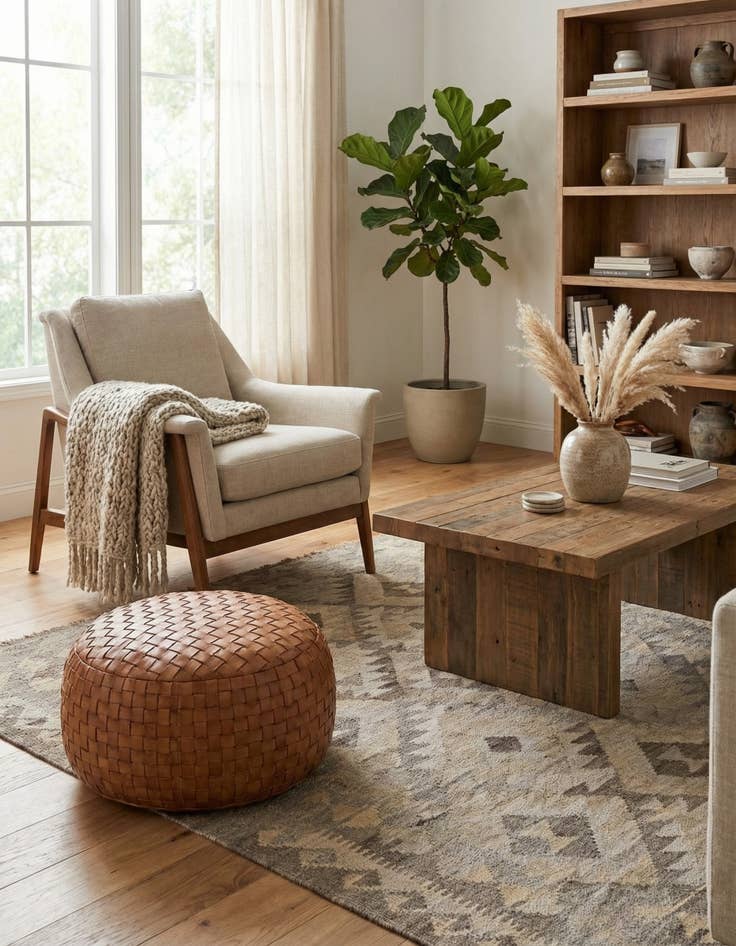 Detail image of  4' x 5' 9  Hand Woven Kilim Maymana Wool Rug