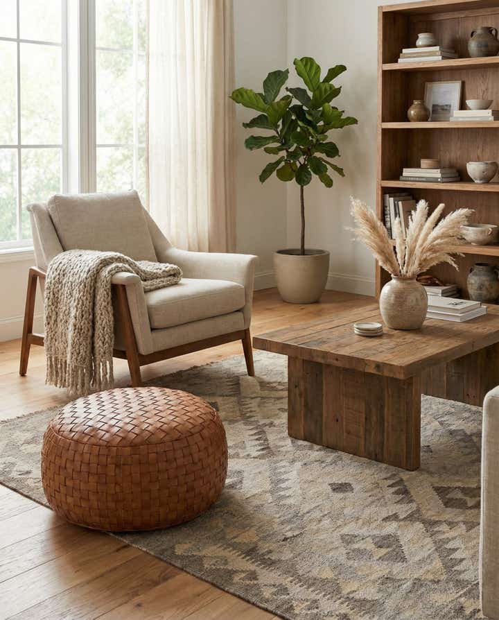 4' x 5' 9 Hand Woven Kilim Maymana Wool Rug