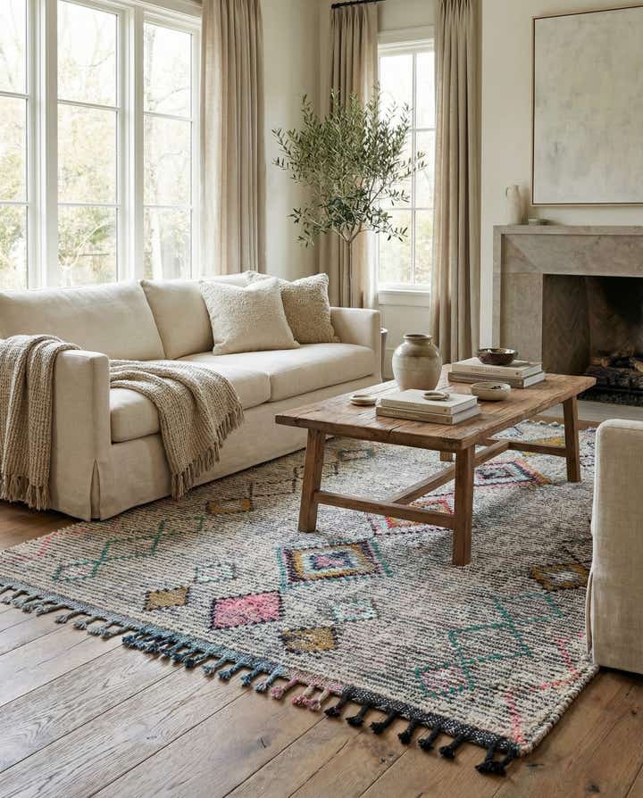 5' 8 x 8' 3 Hand Knotted Moroccan Wool Rug