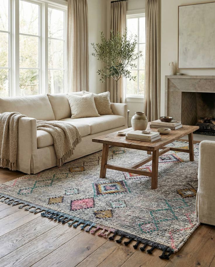 Detail image of 5' 8 x 8' 3 Hand Knotted Moroccan Wool Rug