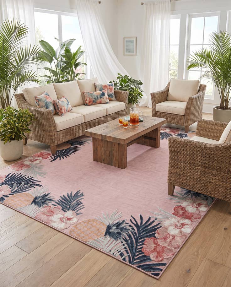 Detail image of 9' 9 x 12' Easy-Clean Botanical Indoor / Outdoor Rug