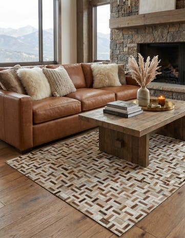 5' 1 x 8' Cowhide Leather Rug