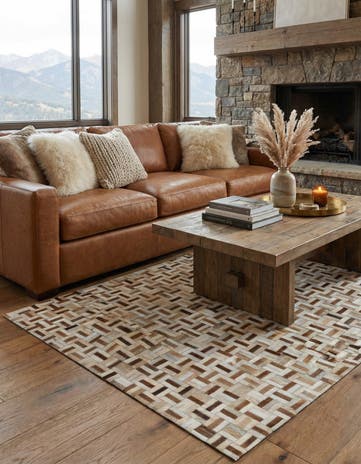 5' 1 x 8' Cowhide Leather Rug