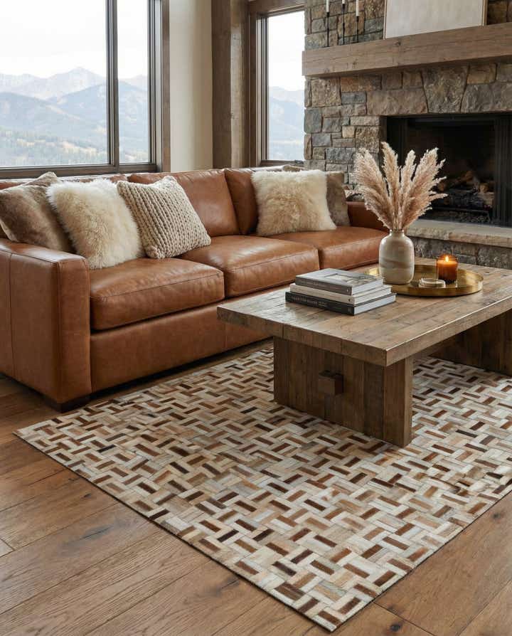 5' 1 x 8' Cowhide Leather Rug