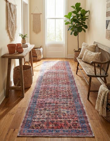 Antique Pink Washable Maahru Runner Rug