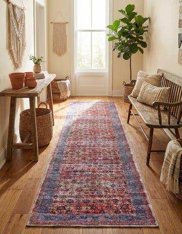 Antique Pink Washable Maahru Runner Rug