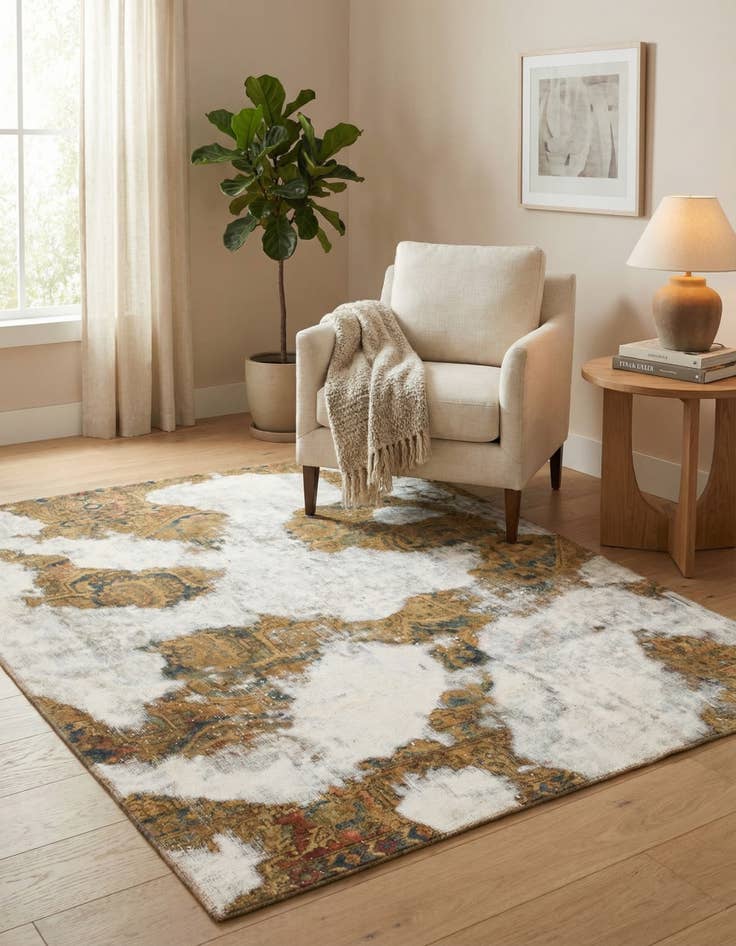 Detail image of 5' 5 x 6' 4  Hand Knotted Ultra Vintage Persian Wool Square Rug