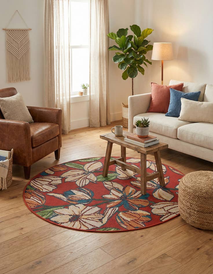 Detail image of 4' x 4' Easy-Clean Baja Indoor / Outdoor Round Rug
