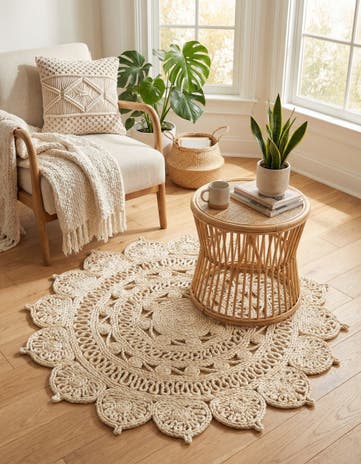 3' 1 x 3' 1 Handmade Braided Jute Round Rug