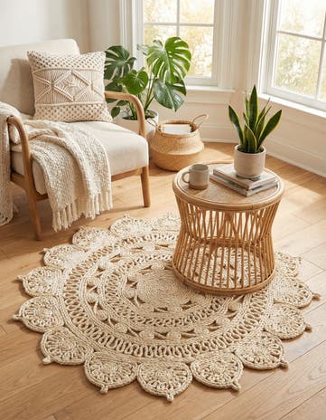 3' 1 x 3' 1 Handmade Braided Jute Round Rug