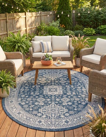 7' 10 x 10' Easy-Clean Aztec Indoor / Outdoor Oval Rug