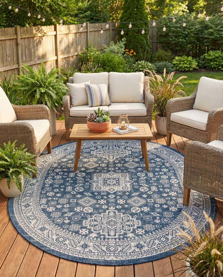 7' 10 x 10' Easy-Clean Aztec Indoor / Outdoor Oval Rug