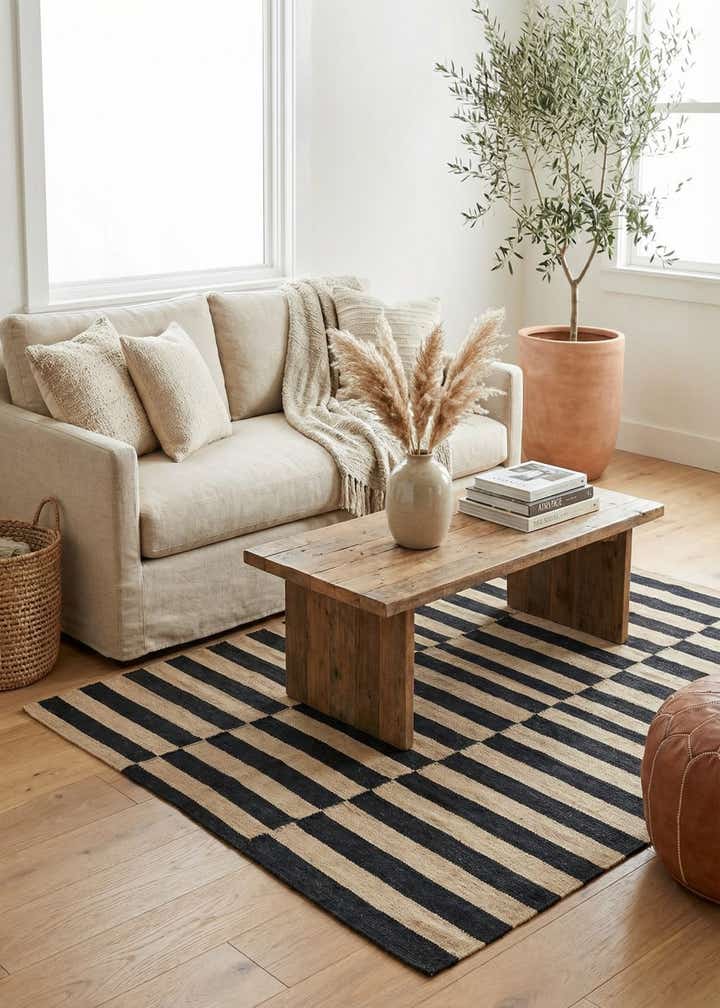 4' 4 x 5' 10 Hand Woven Kilim Modern Wool Rug