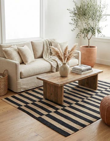 4' 4 x 5' 10 Hand Woven Kilim Modern Wool Rug