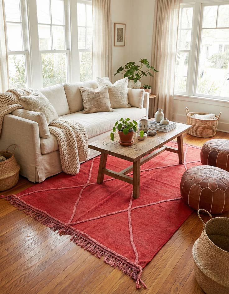 Detail image of 4' 2 x 6'  Hand Woven Kilim Modern Wool Rug