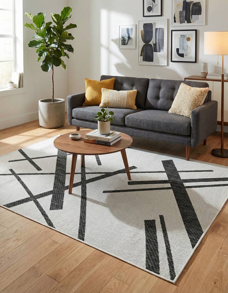 Detail image of  4' x 6'  Washable Modern Indoor / Outdoor Rug