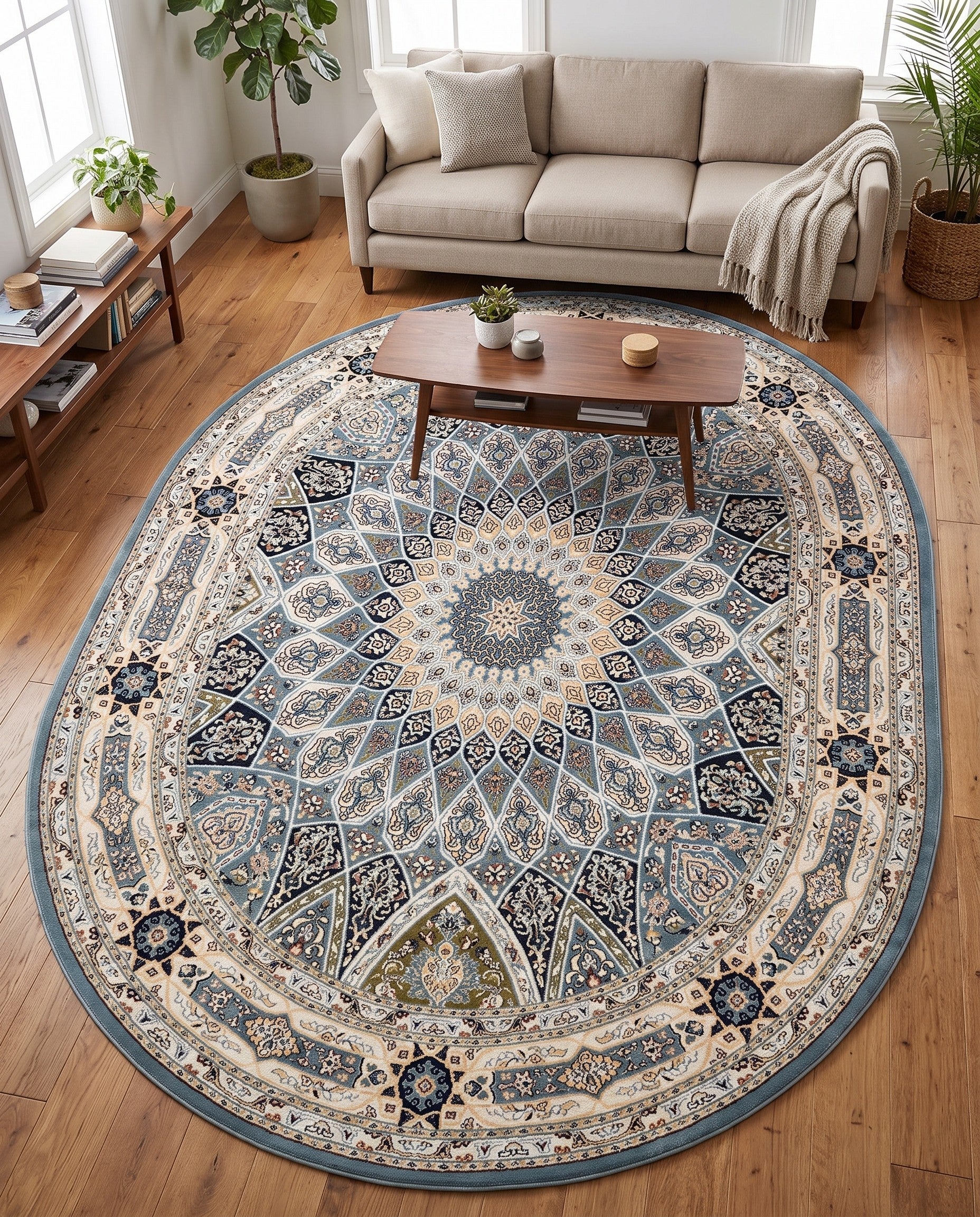 7' 10 x 10' Nain Design Oval Rug
