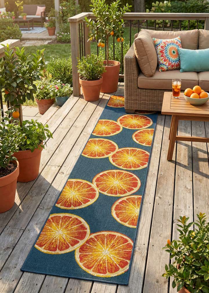 2' 7 x 12' Easy-Clean Modern Indoor / Outdoor Runner Rug