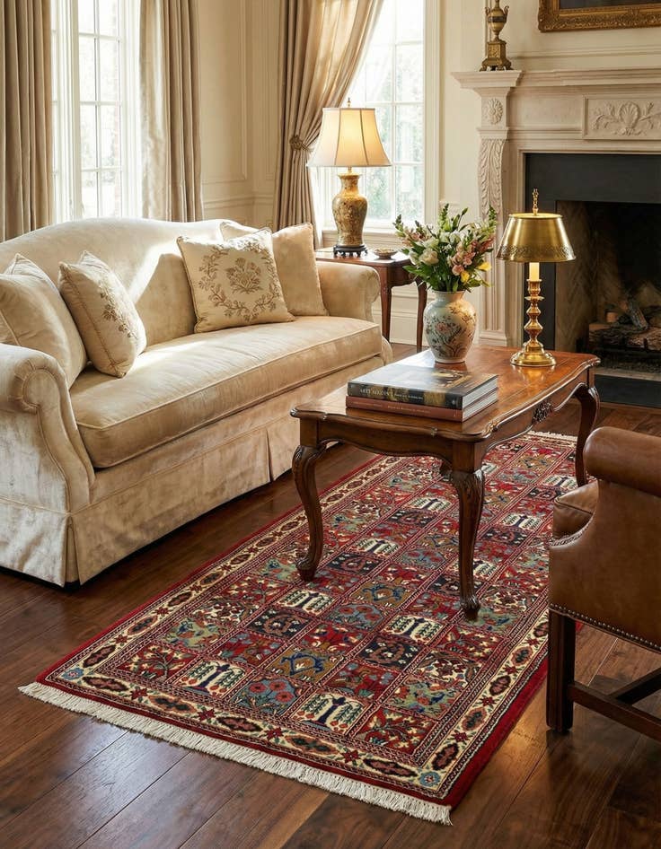 Detail image of  2' 7 x 6' 5  Hand Knotted Qom Persian Runner Rug