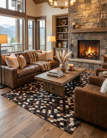 5' x 7' 10 Cowhide Leather Rug
