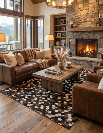 5' x 7' 10 Cowhide Leather Rug