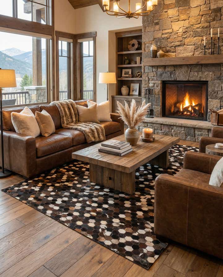 5' x 7' 10 Cowhide Leather Rug