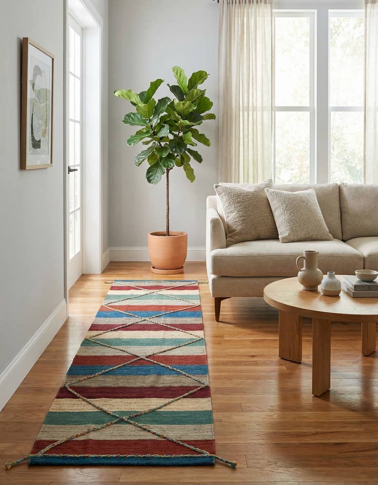 Detail image of  2' 7 x 9' 7  Hand Woven Kilim Modern Wool Runner Rug