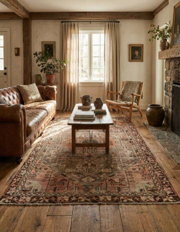 3' 10 x 7' 3 Hand Knotted Hamedan Persian Wool Rug