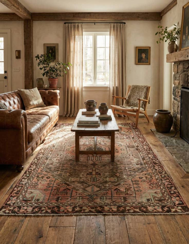 Detail image of 3' 10 x 7' 3  Hand Knotted Hamedan Persian Wool Rug