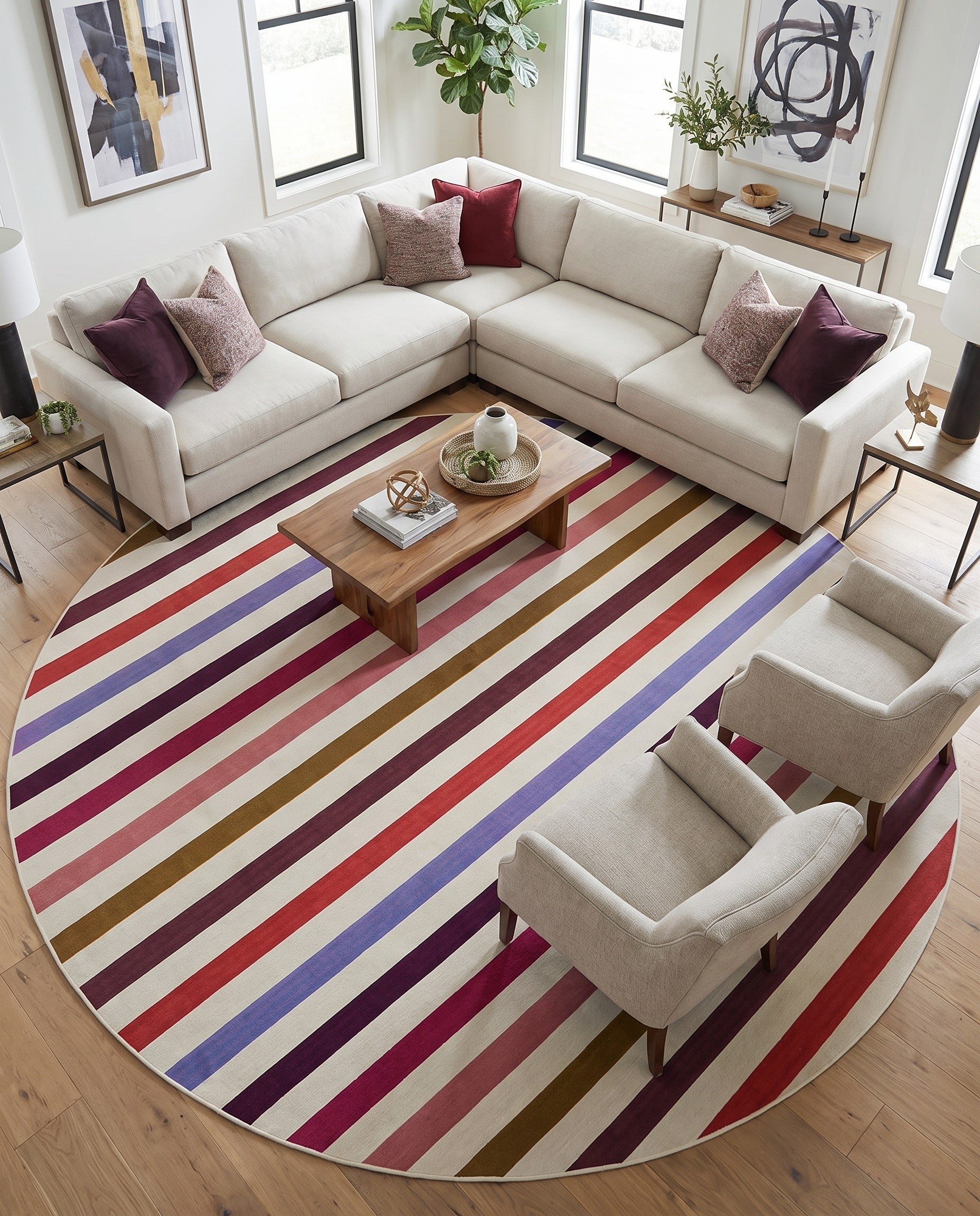 10' x 10' Easy-Clean Ribbon Indoor / Outdoor Round Rug