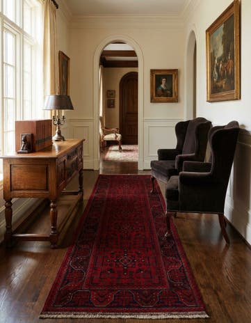 2' 8 x 9' 5 Hand Knotted Khal Mohammadi Wool Runner Rug