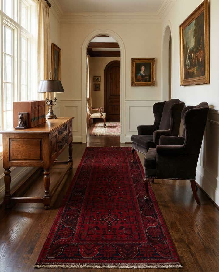 2' 8 x 9' 5 Hand Knotted Khal Mohammadi Wool Runner Rug