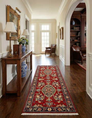 2' 8 x 6' 8 Hand Knotted Qom Persian Runner Rug