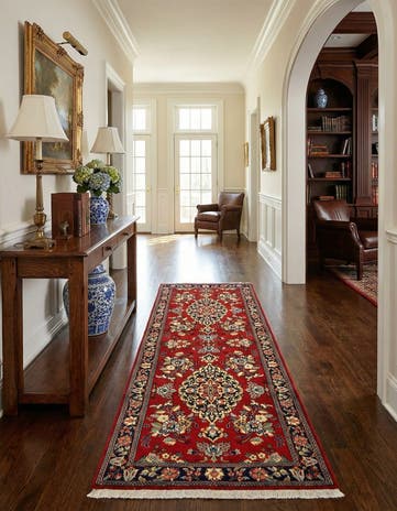2' 8 x 6' 8 Hand Knotted Qom Persian Runner Rug