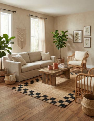 Natural and Black Hand Woven Laurel Handwoven Jute Rug