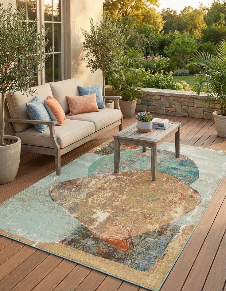 Detail image of 5' 3 x 8'  Washable Modern Indoor / Outdoor Rug