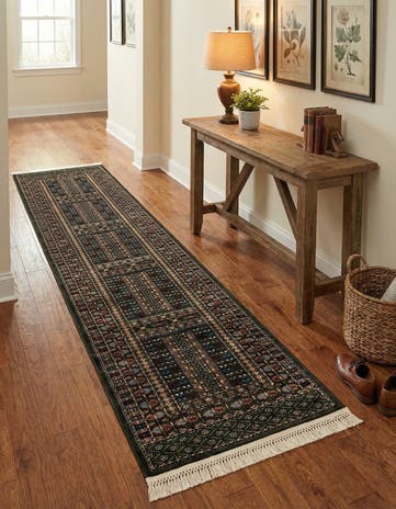 Dark Green Bokhara Runner Rug