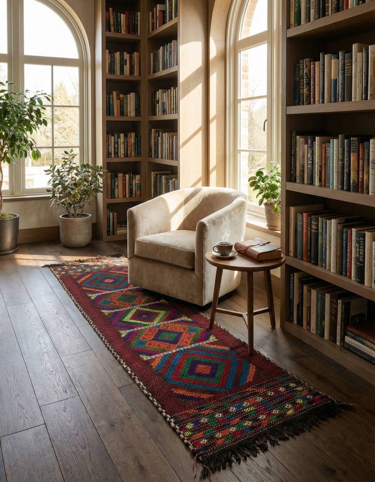 Detail image of 2' 8 x 7' 3  Hand Knotted Kilim Fars Persian Wool Runner Rug