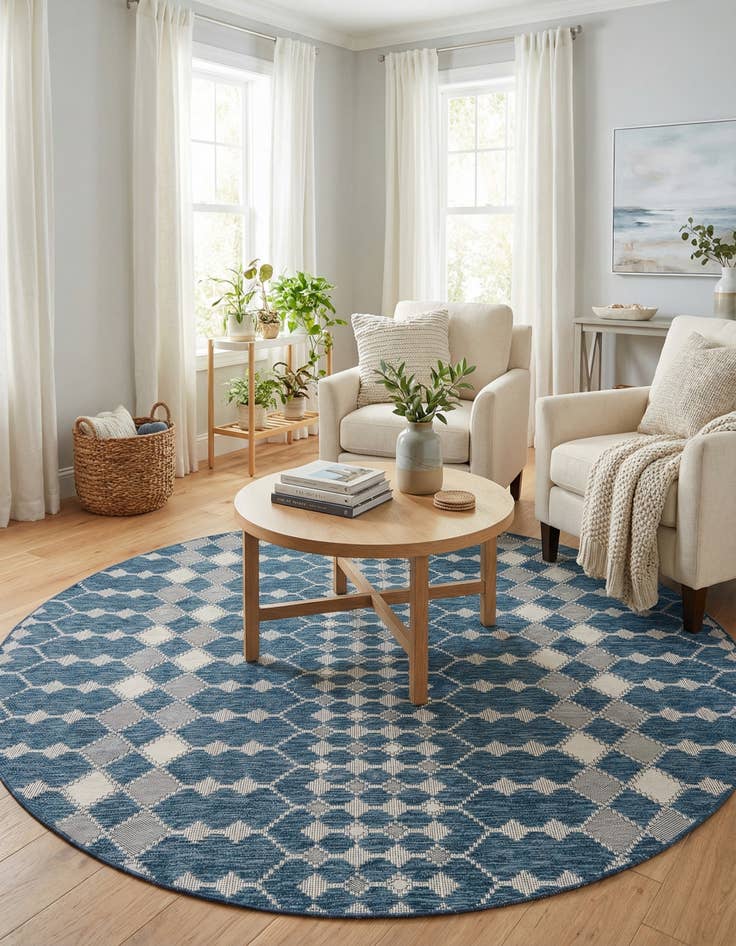 Detail image of 10' x 10'  Washable Trellis Indoor / Outdoor Round Rug