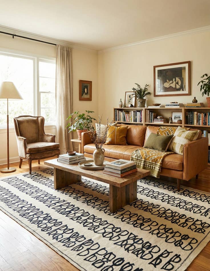 Detail image of  6' 4 x 9' 3  Hand Woven Kilim Suzani Wool Rug