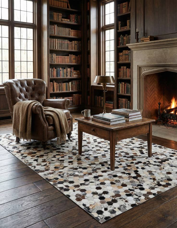 Detail image of 5' 1 x 8' 2 Cowhide Leather Rug