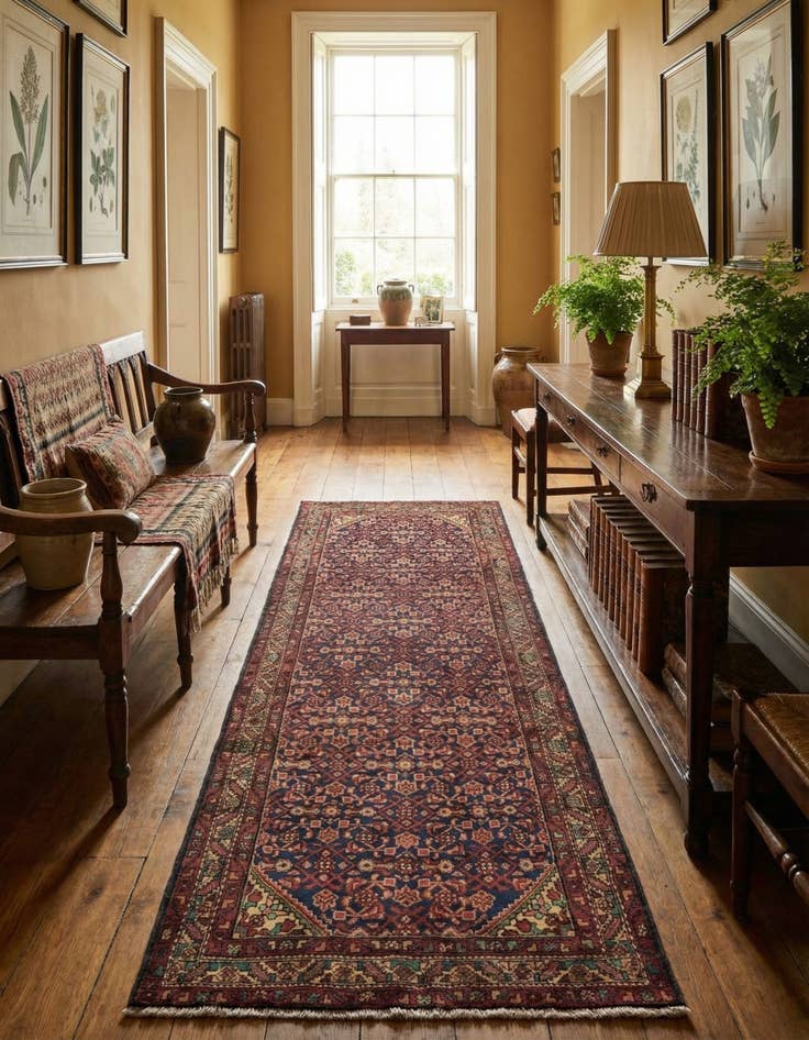 Detail image of  3' 8 x 10' 2  Hand Knotted Hossainabad Persian Wool Runner Rug