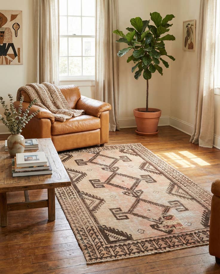 Detail image of 3' 7 x 6' 4 Hand Knotted Ultra Vintage Persian Wool Rug